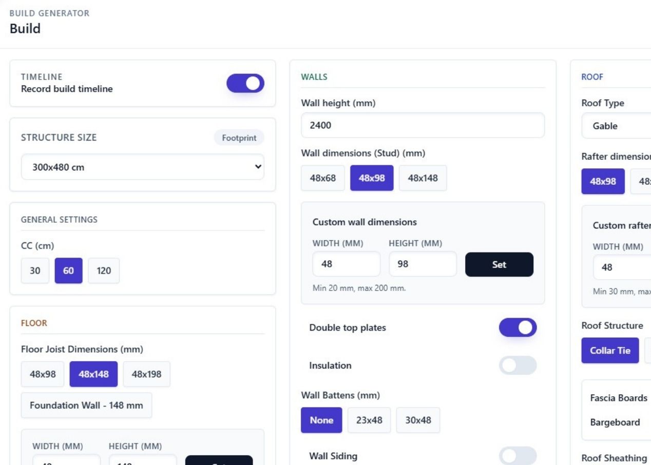 Autostrek parametrisk modellering i Build Generator